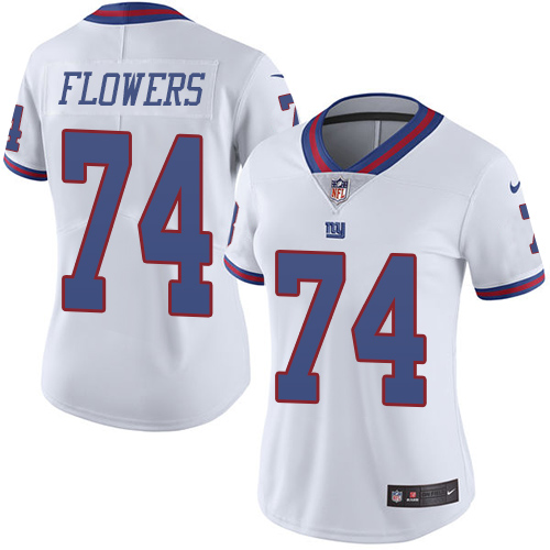 Women's Limited Ereck Flowers Nike Jersey White - #74 Rush NFL New York Giants